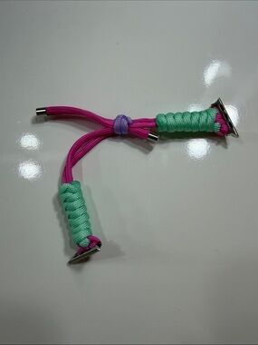 SHEIN Pink and Mint Braided Paracord Watch Band Strap